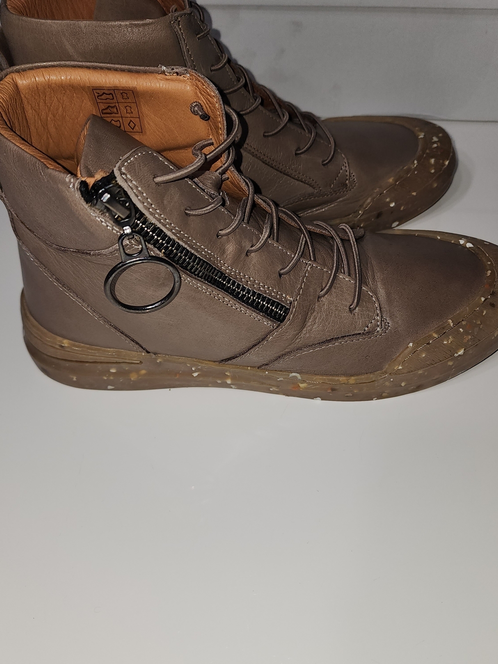 Sheridan Mia Taupe Lace-Up Ankle Boots with Side Zip New With Imperfections - Picture 4 of 9